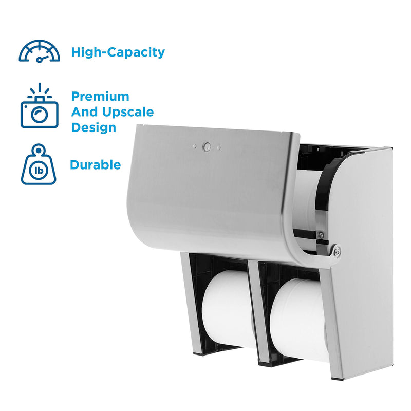 Compact 4-Roll Quad Coreless Toilet Paper Dispenser by GP PRO, Stainless Steel (56748)