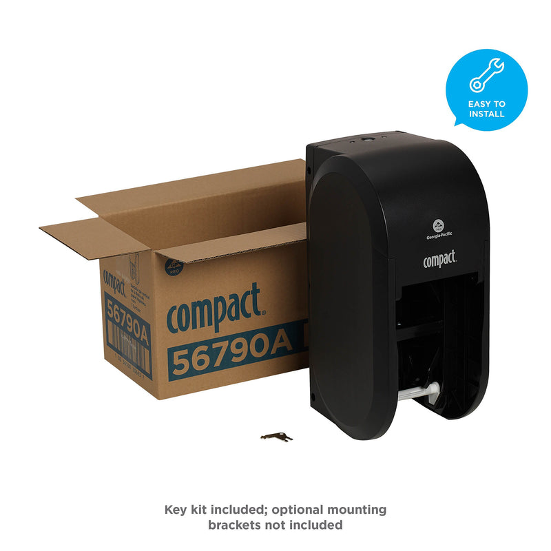 Compact® 2-Roll Vertical Coreless Toilet Paper Dispenser by GP PRO, Black (56790A)