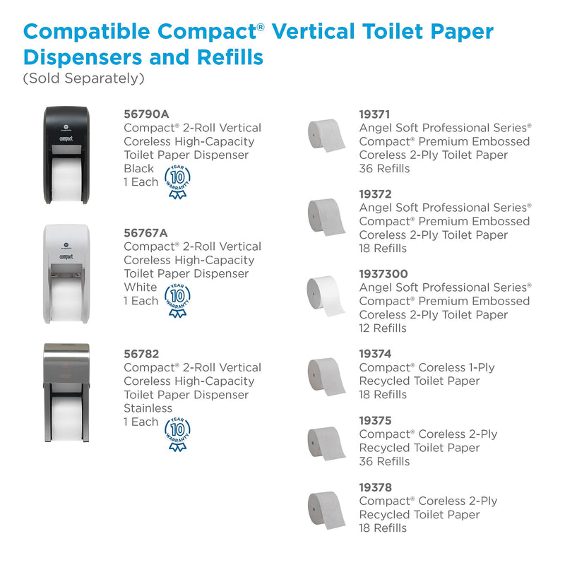 Compact 2-Roll Vertical Coreless Toilet Paper Dispenser by GP PRO, Stainless (56782)