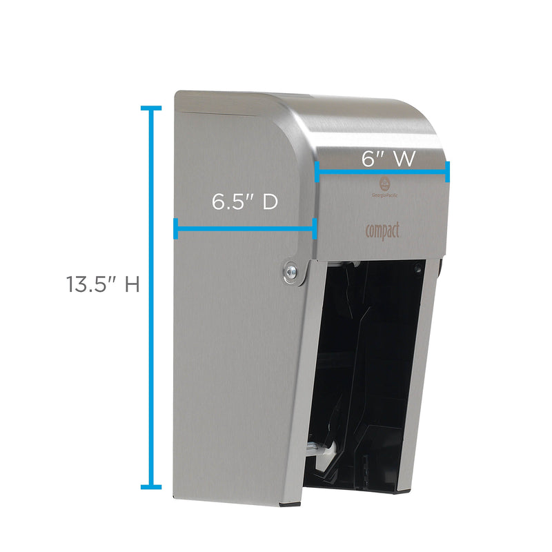 Compact 2-Roll Vertical Coreless Toilet Paper Dispenser by GP PRO, Stainless (56782)