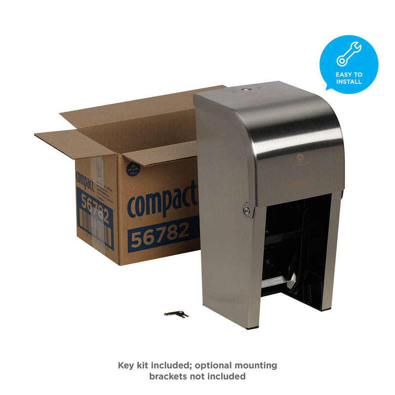 Compact 2-Roll Vertical Coreless Toilet Paper Dispenser by GP PRO, Stainless (56782)