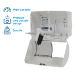 Compact 2-Roll Side-by-Side Coreless Toilet Paper Dispenser by GP PRO, White (56797A)