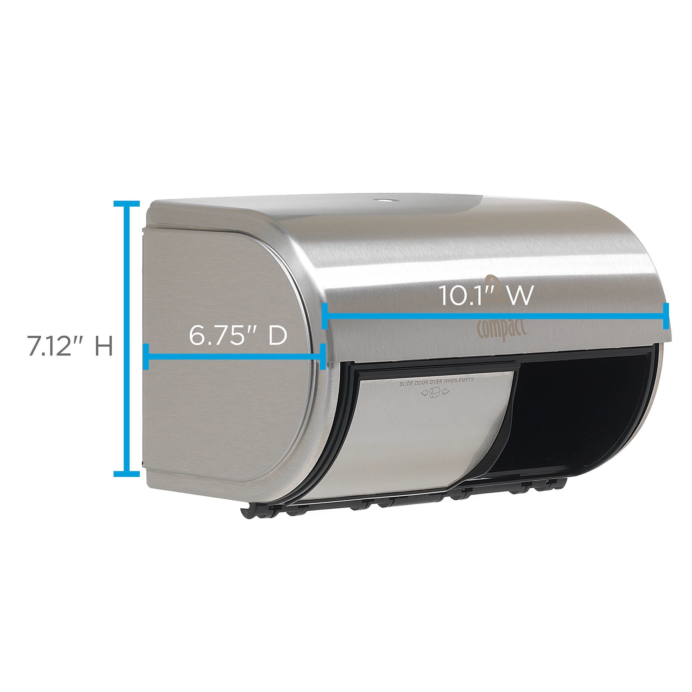 Compact 2-Roll Side-by-Side Coreless Toilet Paper Dispenser by GP PRO, Stainless (56798)