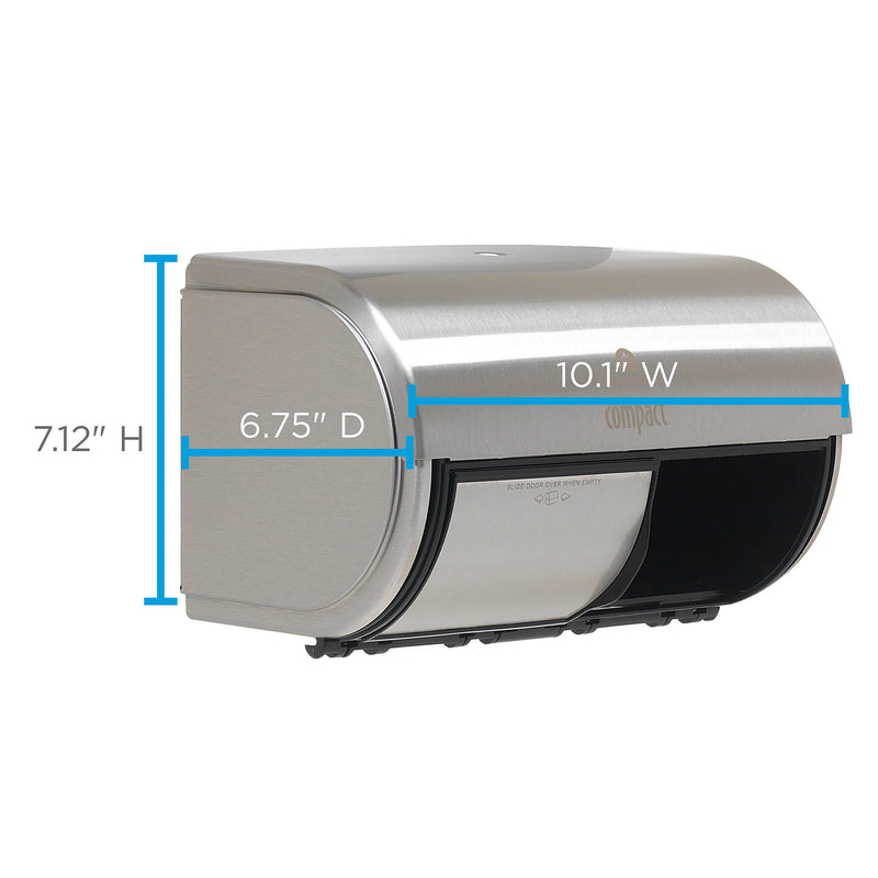 Compact 2-Roll Side-by-Side Coreless Toilet Paper Dispenser by GP PRO, Stainless (56798)