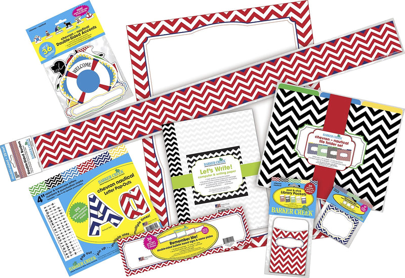 Barker Creek Chevron Nautical Designer Classroom Set (BCP-3582)