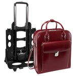 McKlein W Series Leather Briefcase, Laptop Compatible, Rolling, Red Trimmed In Sand (96496)
