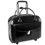 McKlein Limited Edition Leather Briefcase, Laptop Compatible, Rolling, Black (96145A)