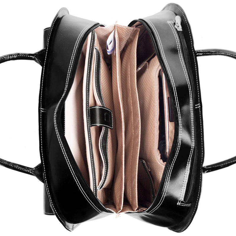 McKlein Limited Edition Leather Briefcase, Laptop Compatible, Rolling, Black (96145A)