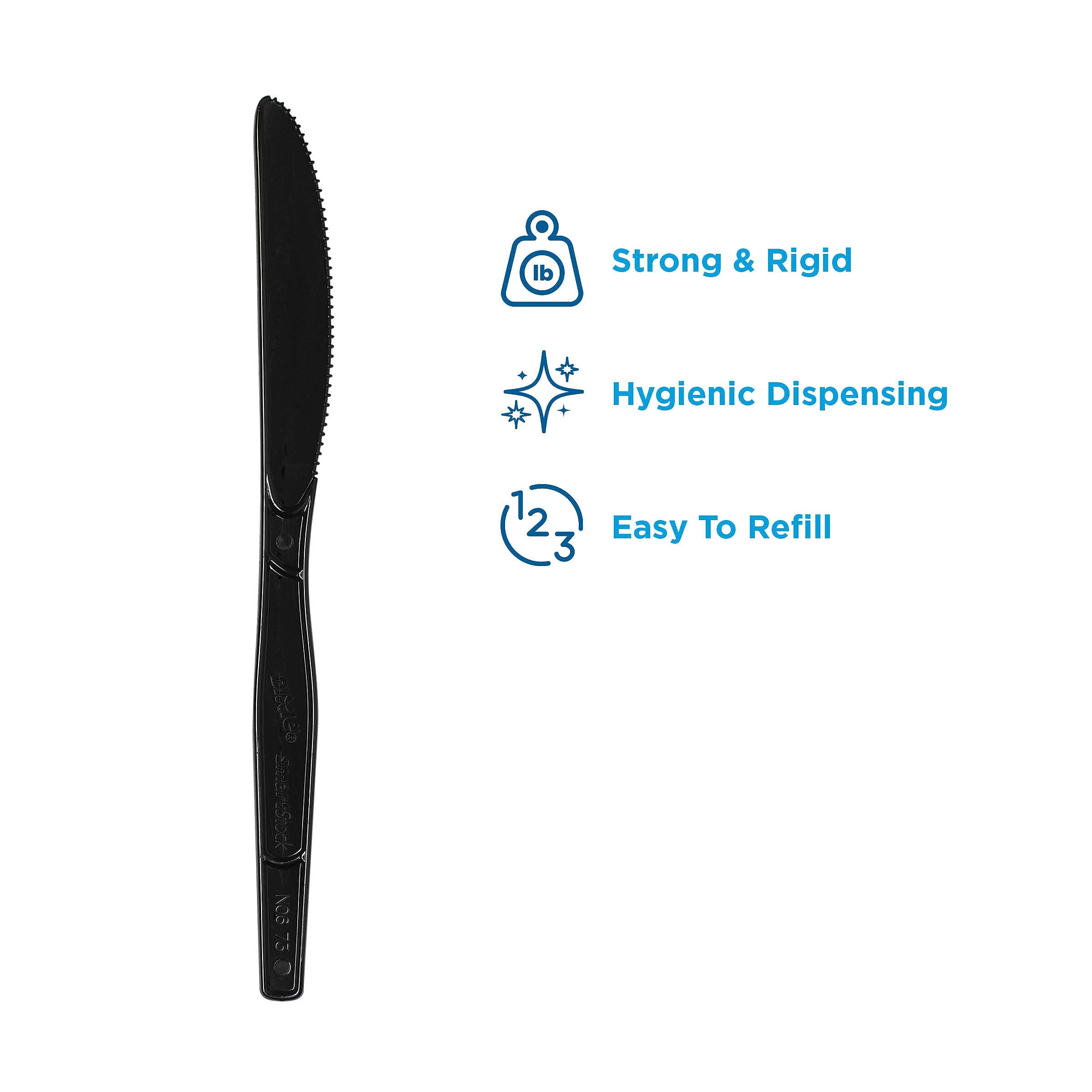 Dixie Ultra SmartStock Series-O Plastic Knife Refills, Medium-Weight, Black, 960/Carton (SSK51)