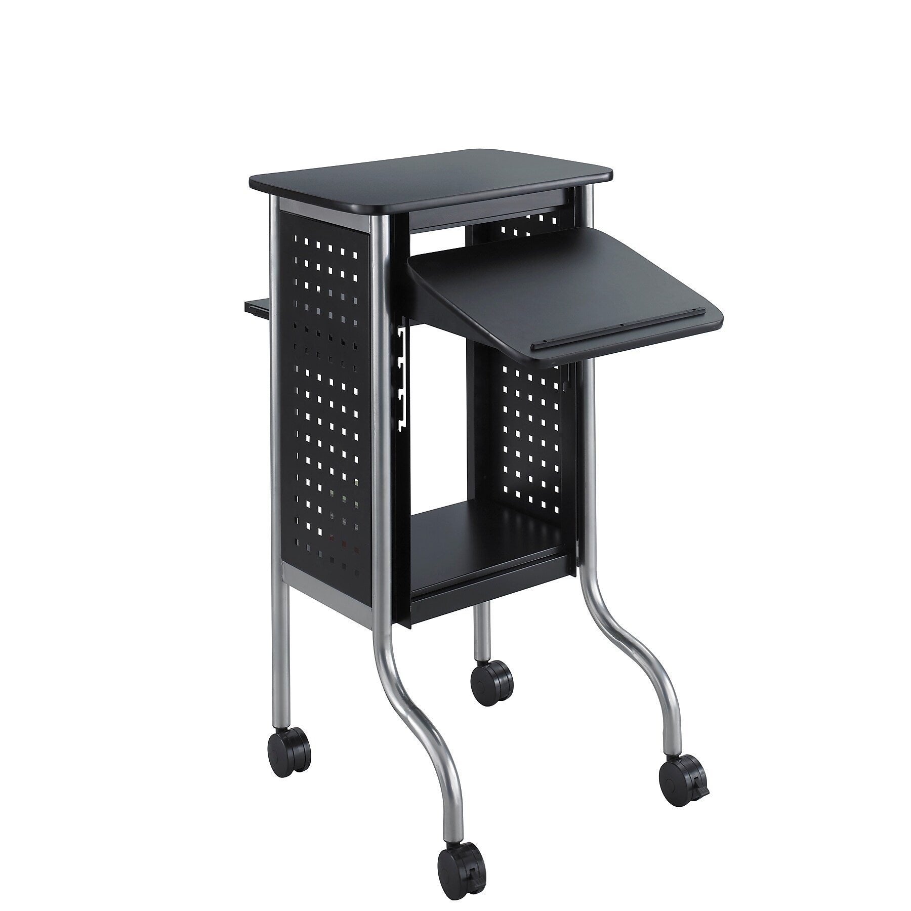 Safco Scoot 3-Shelf Metal Mobile Presentation Cart with Lockable Wheels, Black (8945BL)