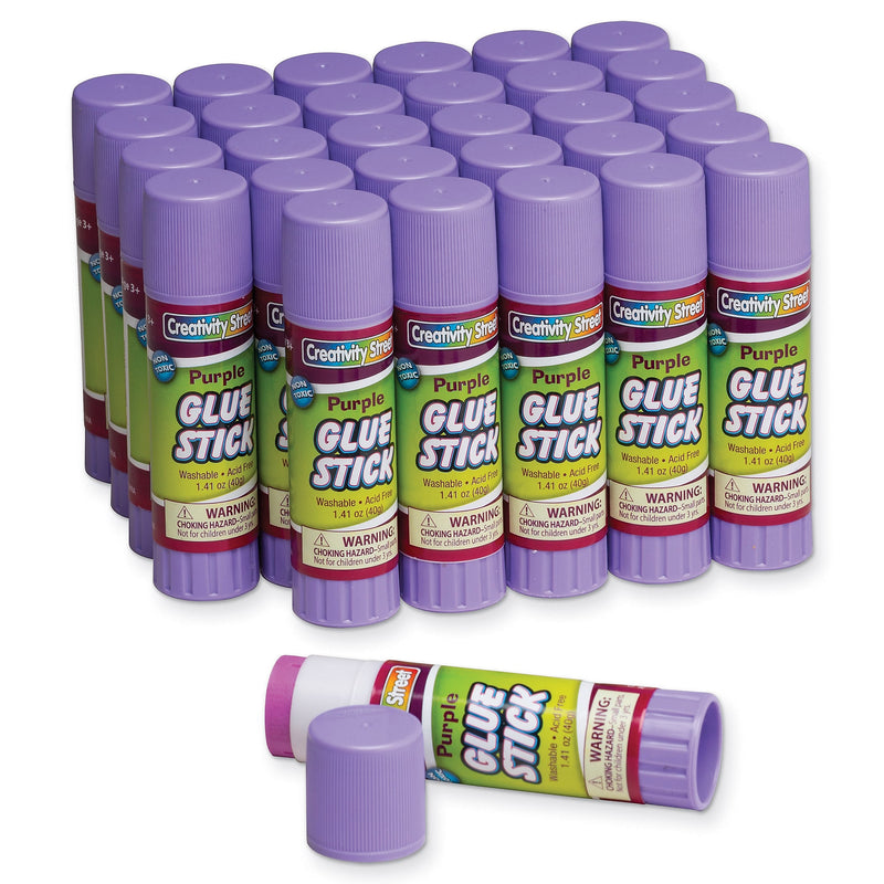 Chenille Kraft Washable Removable Glue Sticks, 1.41 oz., Purple, 30/Pack (CK-338830)