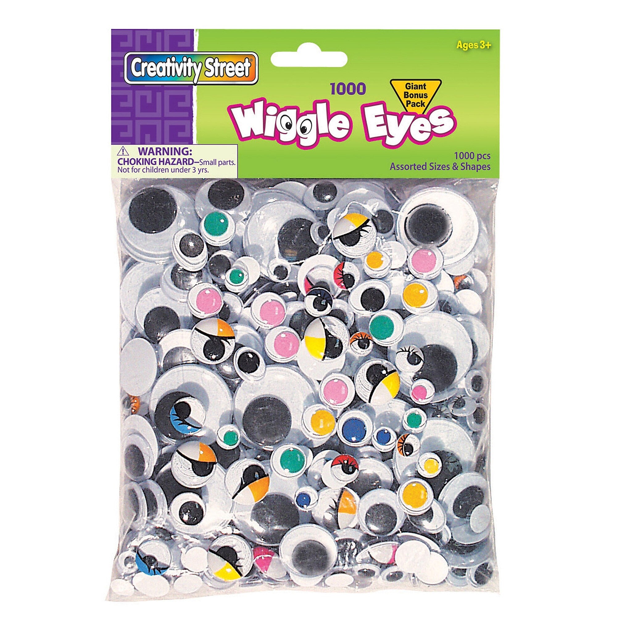 Creativity Street Wiggle Eyes Classroom Pack, Assorted Colors, 1000/Pack (CK-3400)