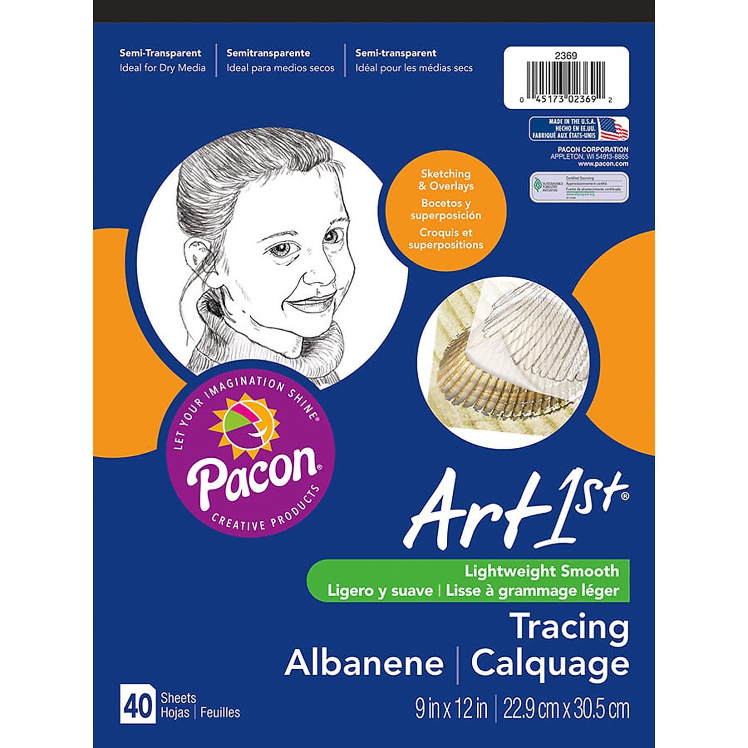 Pacon Art1st 9" x 12" Tracing Pad, Transparent, 40 Sheets