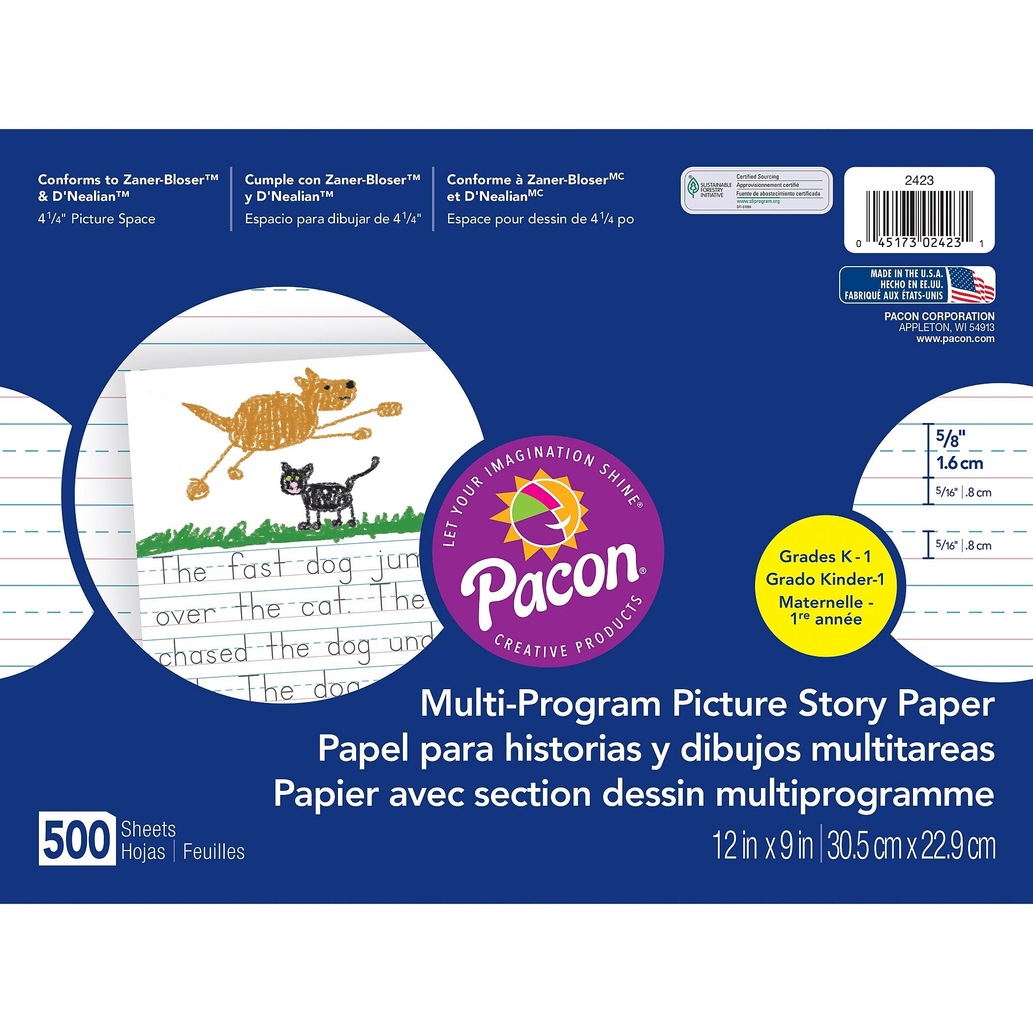 Pacon® D'Nealian Zaner-Bloser Multi-Program Picture Story Paper, Grades Kindergarten - 1st