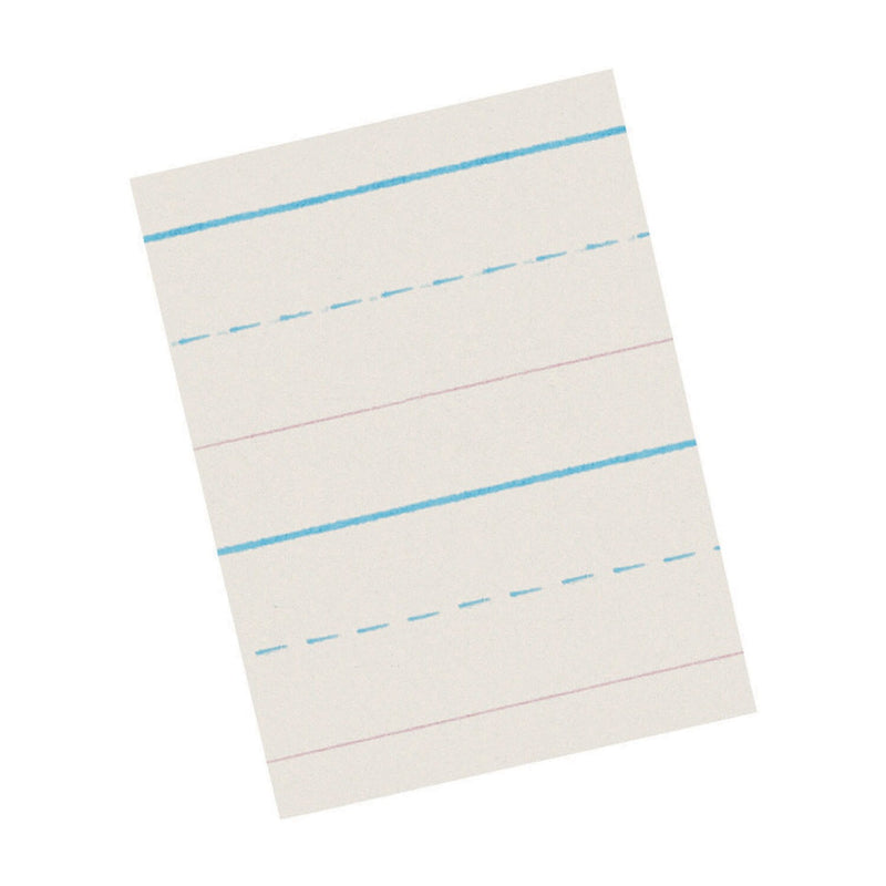 Pacon Newsprint Paper for D'Nealian Programs, White, 5/8" Long Way Ruled, 8 1/2" x 11", 500 Sheets/Pk