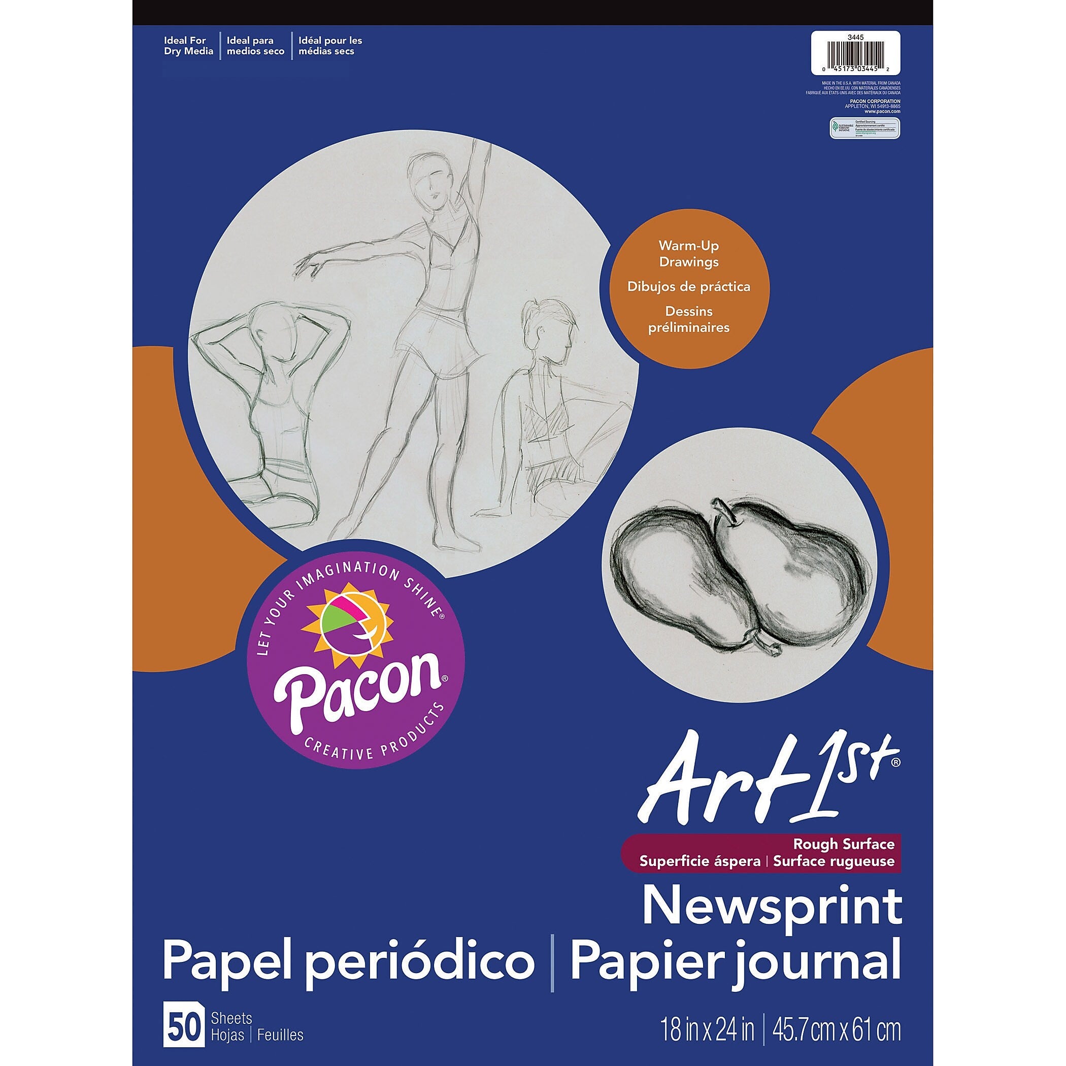 Pacon® Art1st® White Newsprint Paper Pad, 24" x 18"