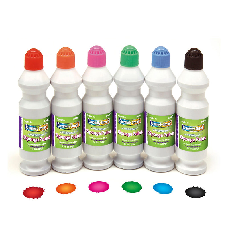 Pacon Paint Sponge Markers Ages 3+, Set of 6 Paints Per Order (PACAC2400)