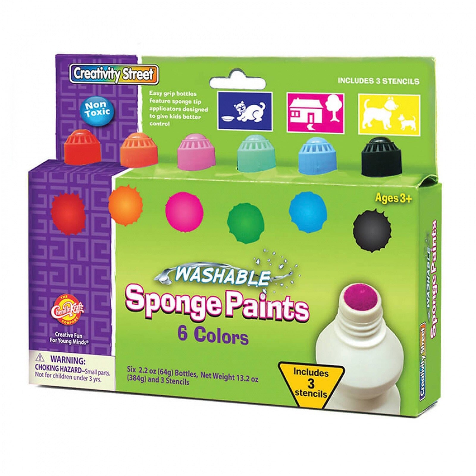 Pacon Paint Sponge Markers Ages 3+, Set of 6 Paints Per Order (PACAC2400)