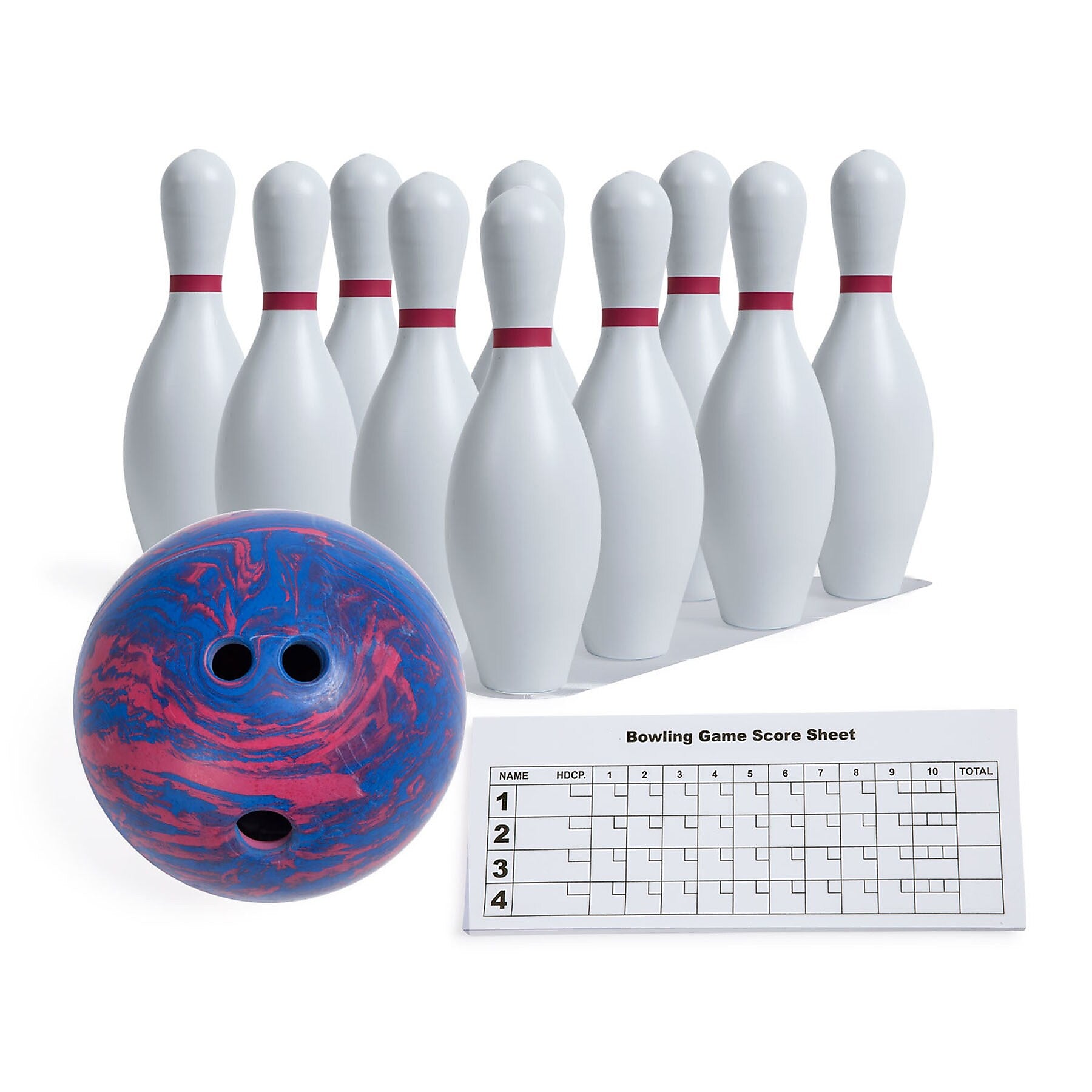 Champion Sports Plastic Bowling Pin Set, White/Multicolor (CHSBPSET)