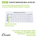 Champion Sports Plastic Bowling Pin Set, White/Multicolor (CHSBPSET)