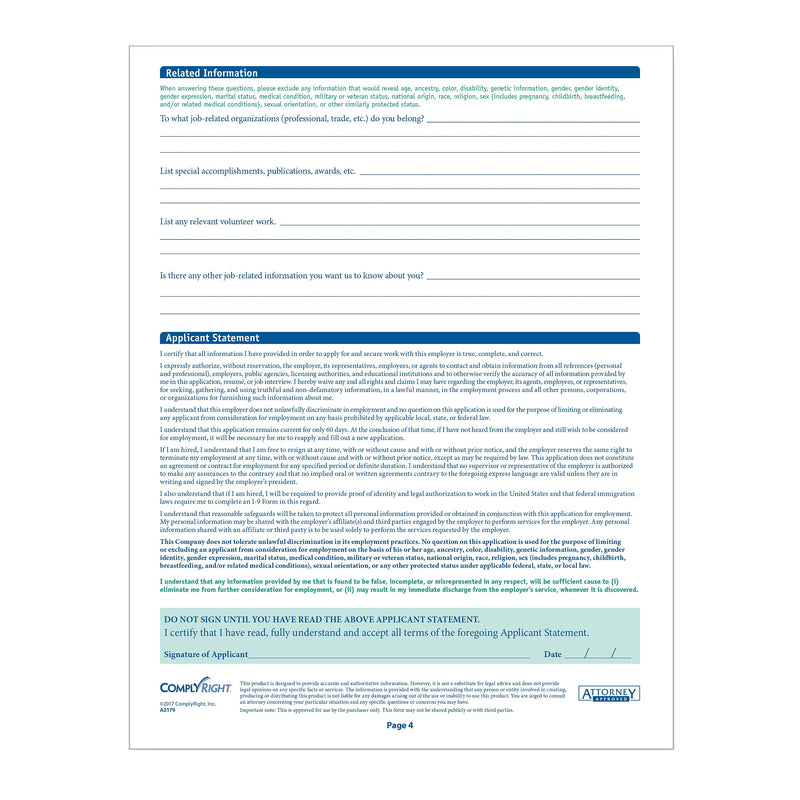 ComplyRight™ Kentucky Job Application, Pack of 50 (A2179KY)