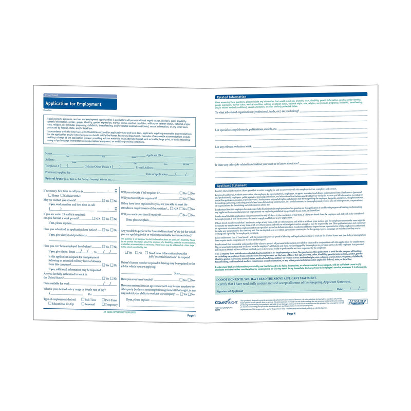 ComplyRight™ Arizona Job Application, Pack of 50 (A2179AZ)