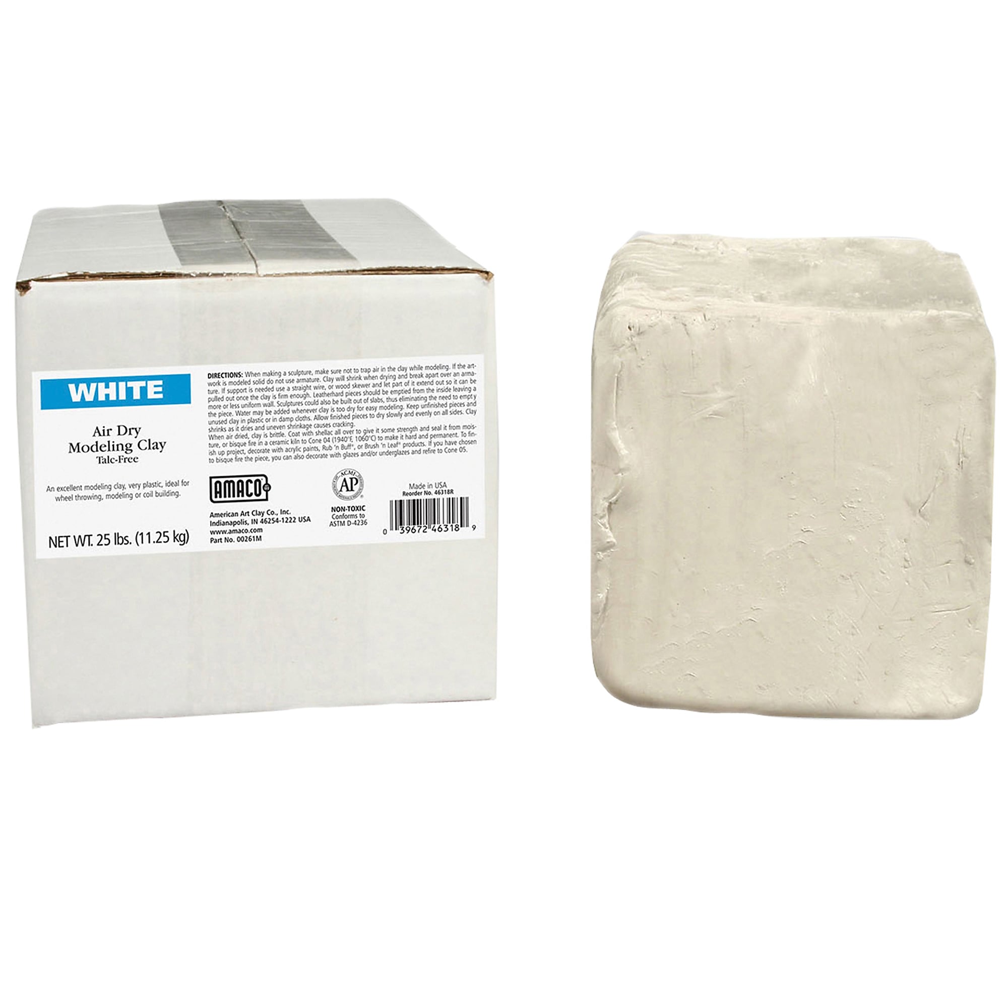 Amaco Air Dry Modeling Clay, White, 25 lbs. (AMA46318R)