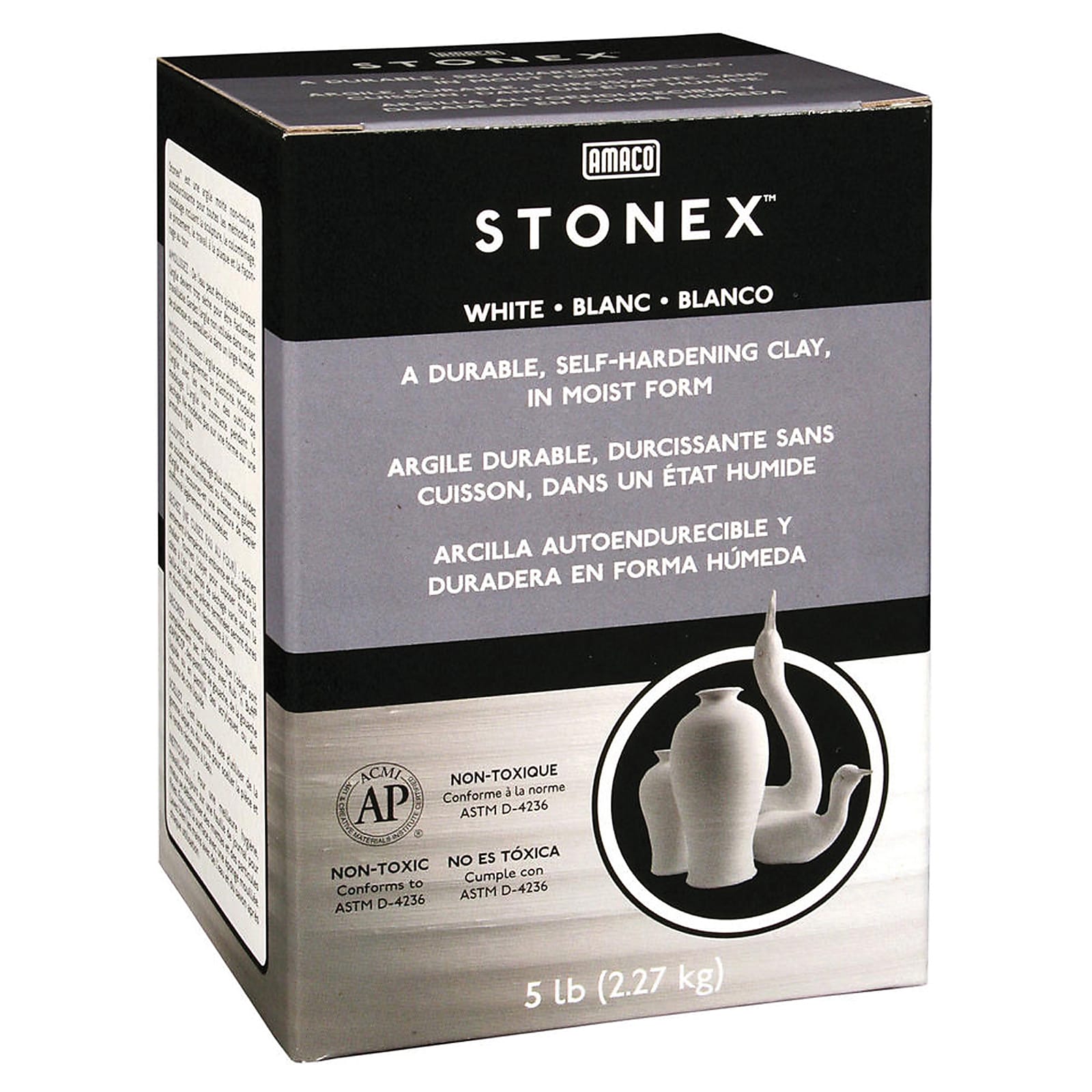 Amaco Modeling Compounds Stonex Self-Hardening Clay, White, 5 lbs. (AMA47338C)