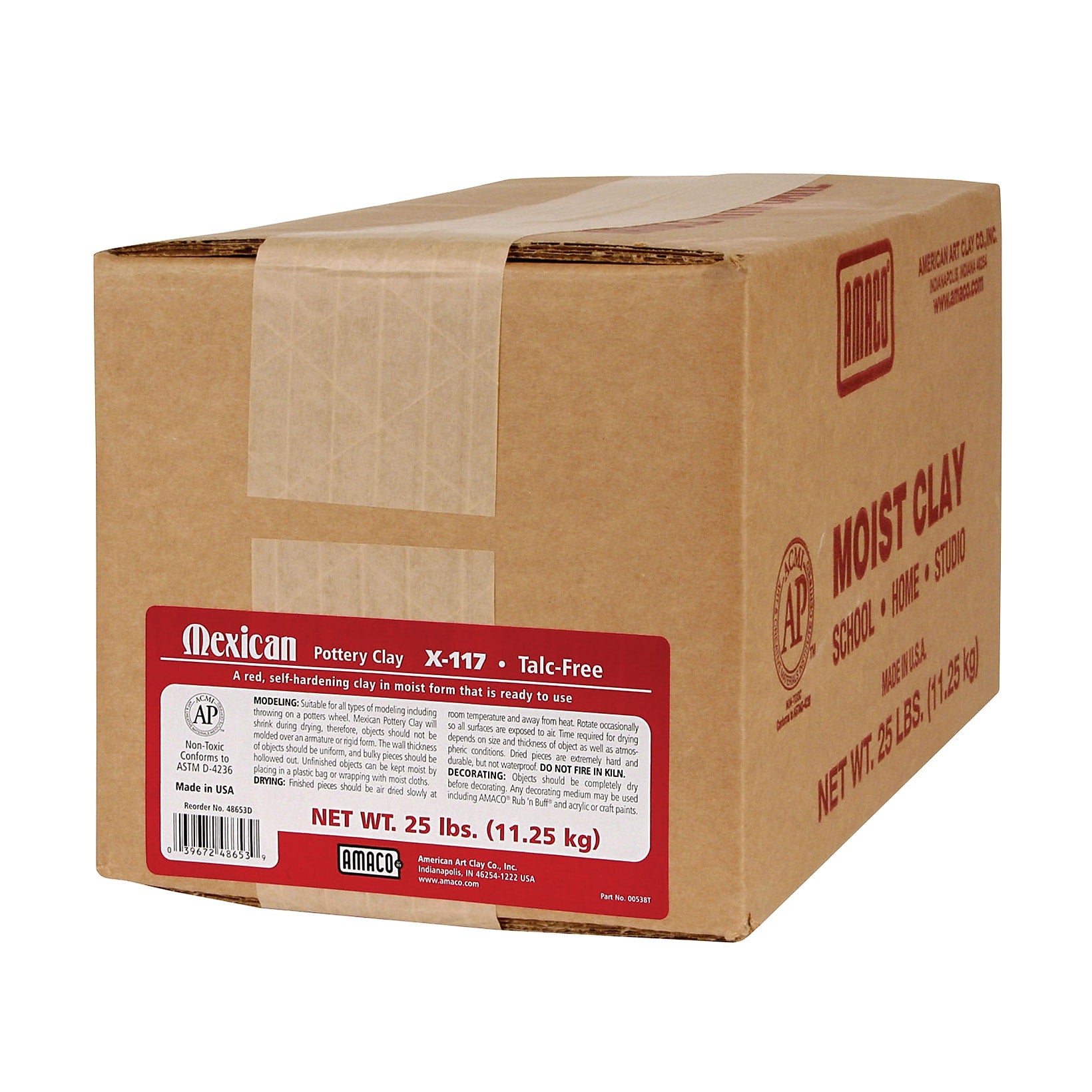 Amaco Modeling Compounds Mexican Pottery Clay, Terra Cotta, 25lbs. (AMA48653D)