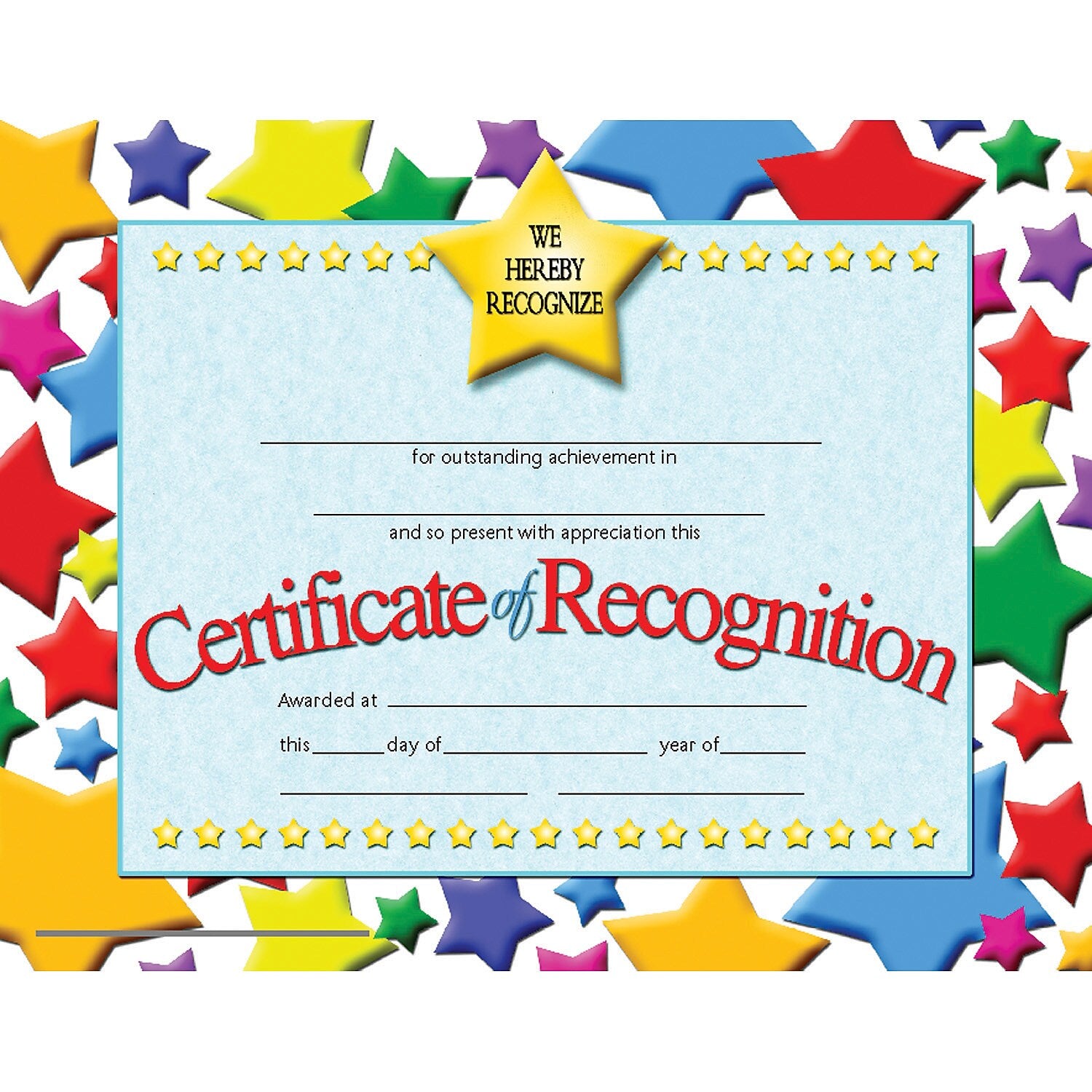 Hayes Certificate of Recognition, 8.5" x 11", 30/Pack (H-VA637)