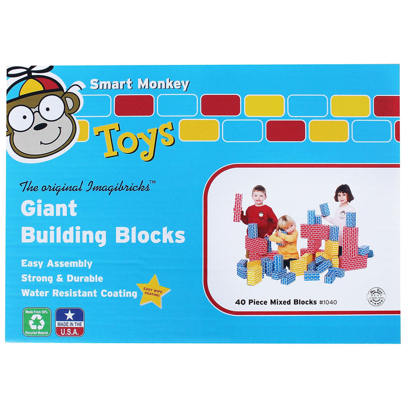 Smart Monkey Toys ImagiBRICKS Giant Building Block Set, 40 Pieces/Set (IMA1040)