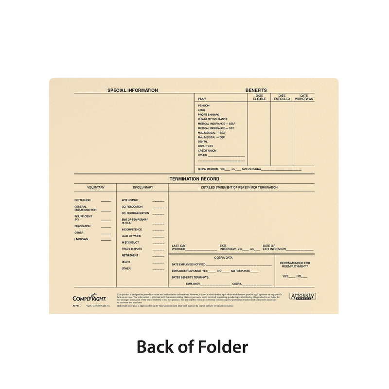 ComplyRight Employee Personnel Envelope (A0717)