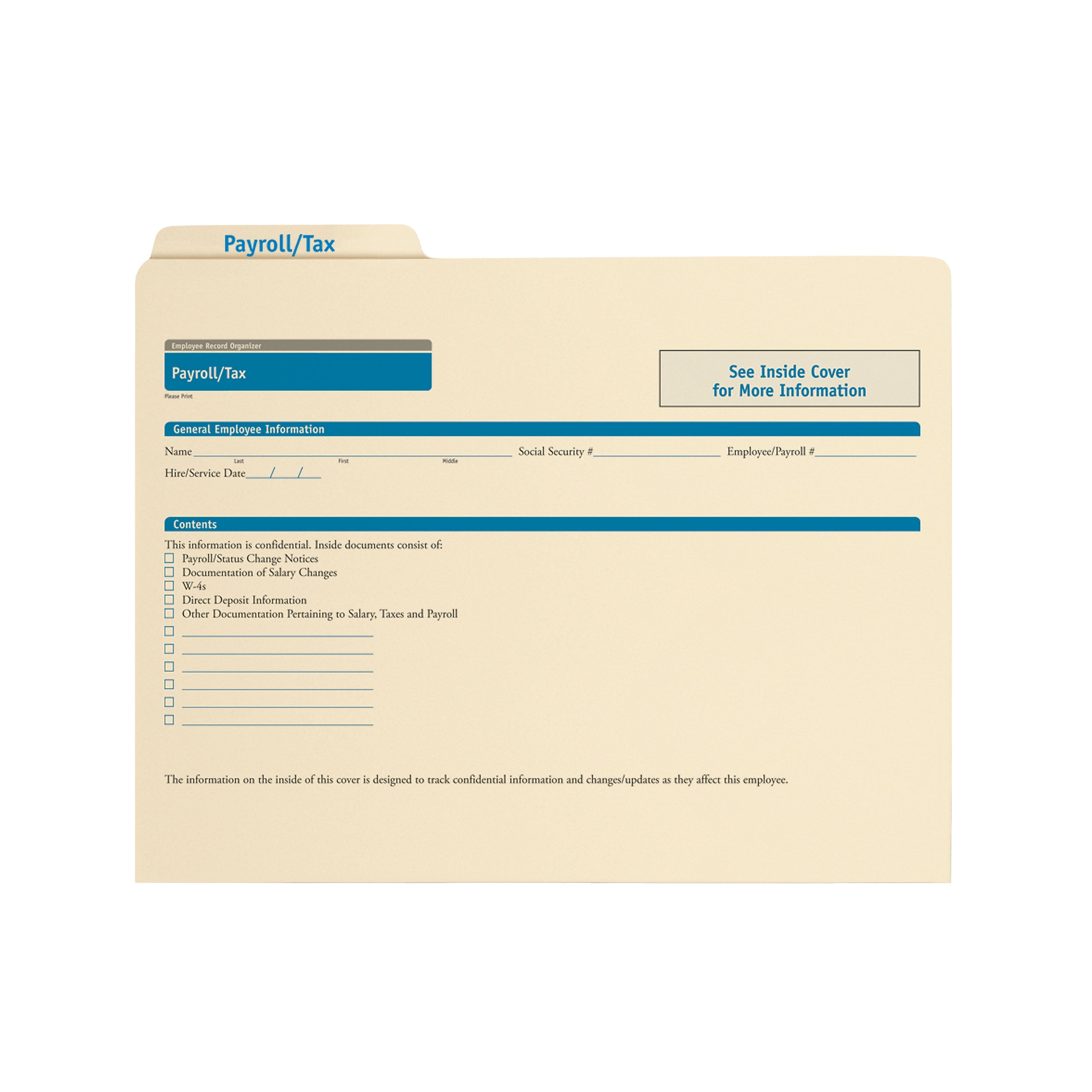 ComplyRight Employee Payroll & Tax Records Organizer, Pack of 25 (A0311)