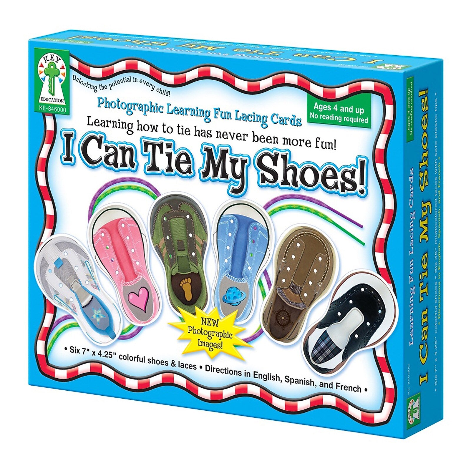 Key Education"I Can Tie My Shoes!" Lacing Cards, Multicolored (KE-846000)