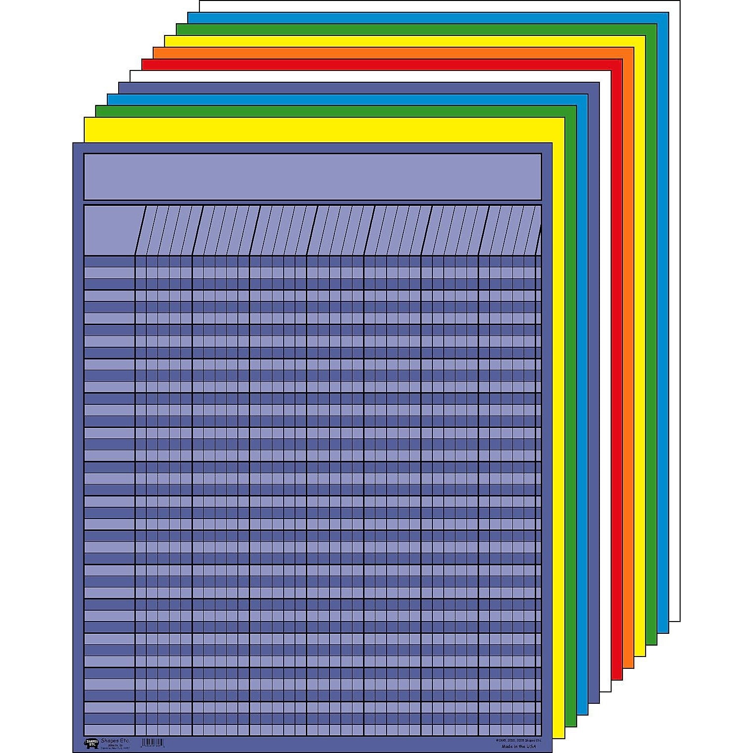 Creative Shapes Etc. Large Vertical Incentive Chart Set, 22" x 28", Assorted Color, 12 ct. (SE-365)