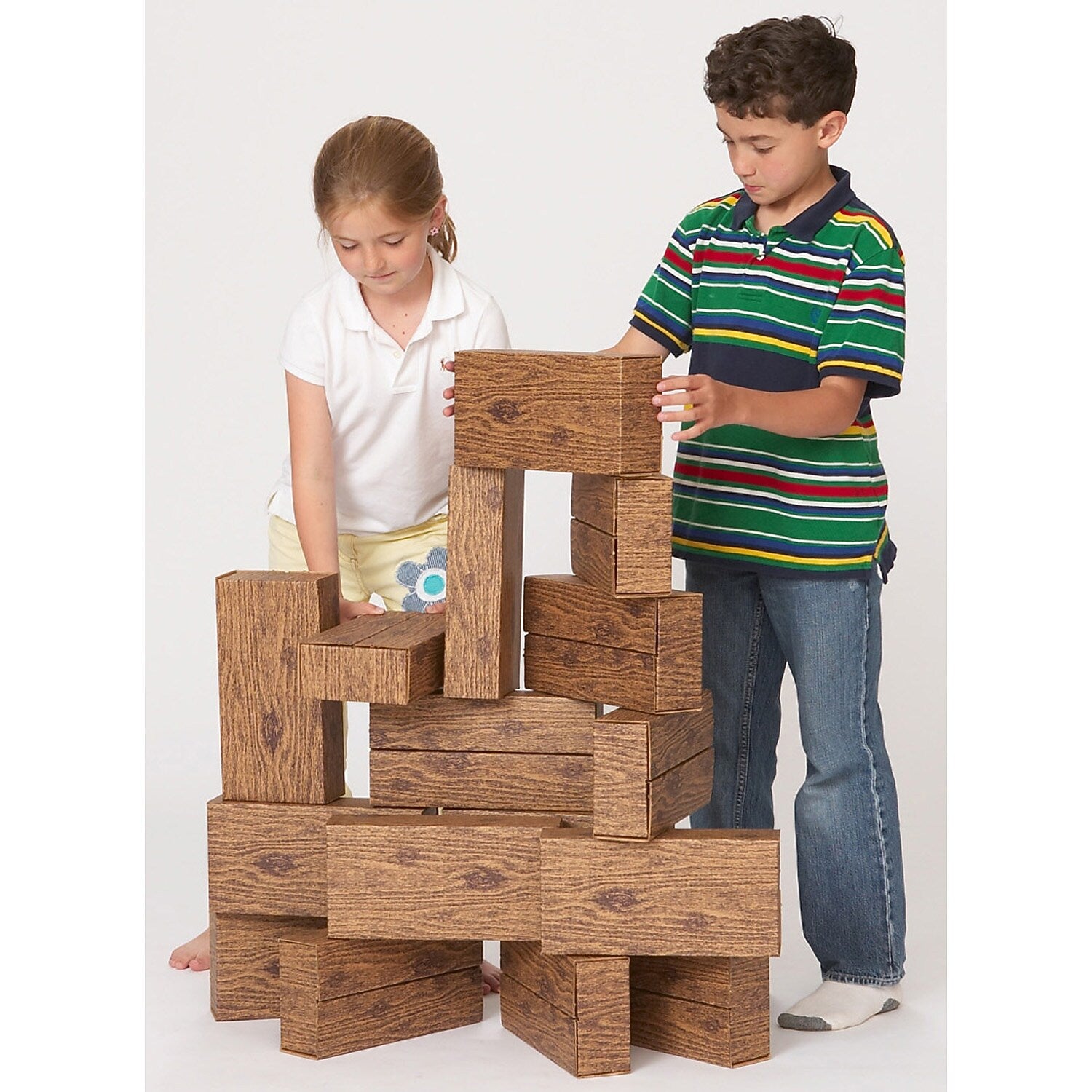 Smart Monkey Toys ImagiBRICKS Giant Timber Building Block Set, 16 Pieces/Set (SMT5016)