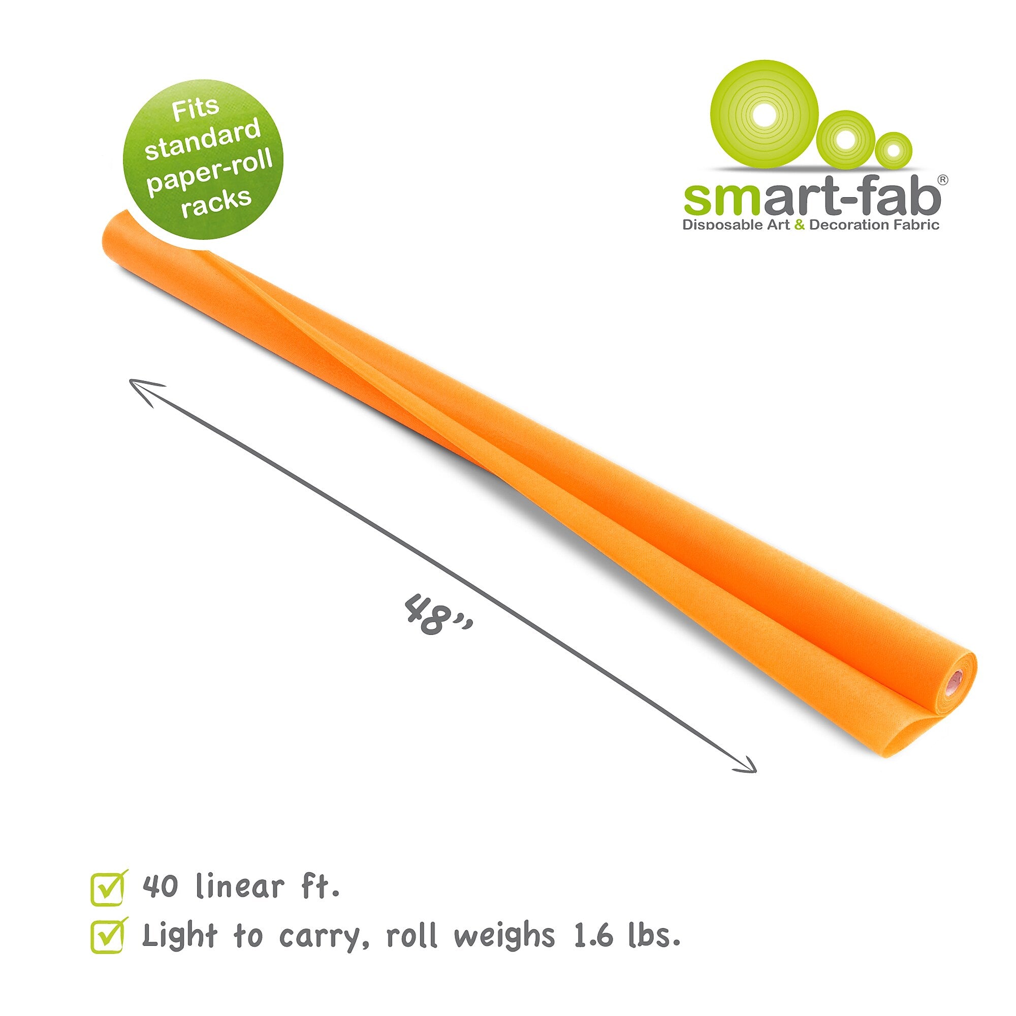 Smart Fab Disposable Art & Decoration Fabric, 48" x 40' Roll, Orange  (SMF1U384804020)