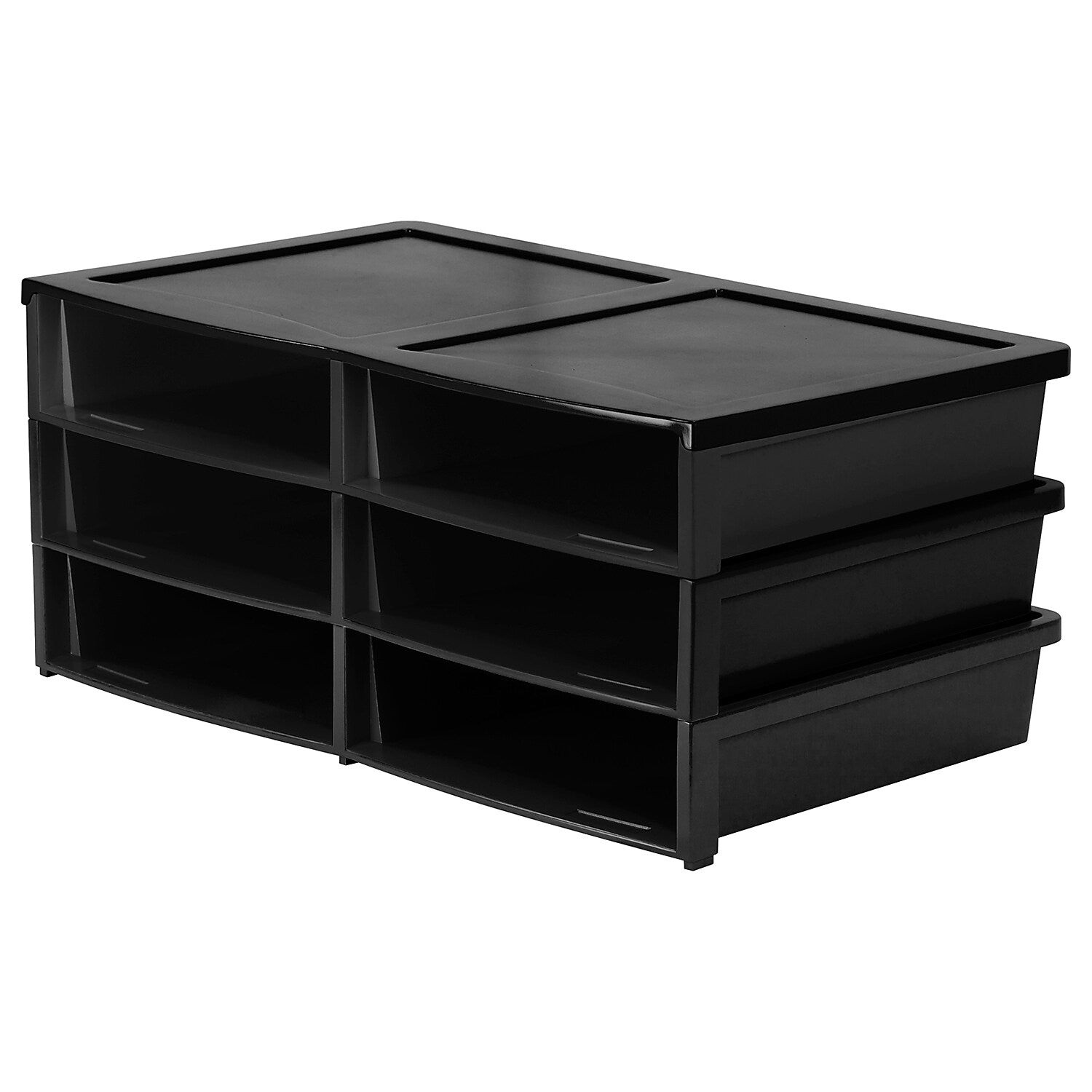 Storex Plastic Quick Stack Organizer, 20.4" x 13.5" x 8.6", Black (STX61446E01C)