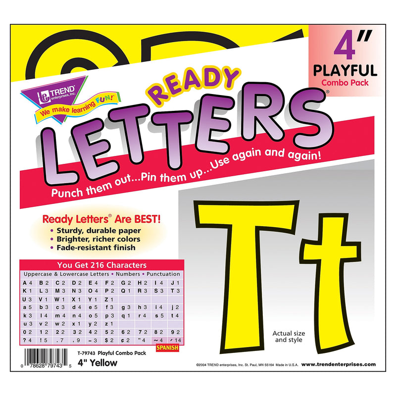 Trend® 4" Ready Letters®, Playful Combo Packs, Yellow