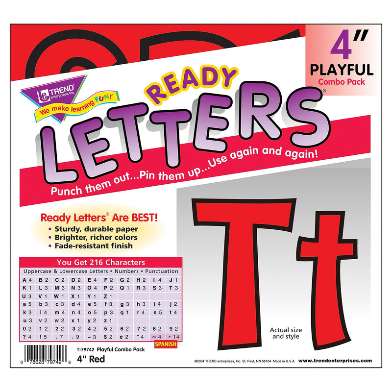 Trend® 4" Ready Letters®, Playful Combo Packs, Red