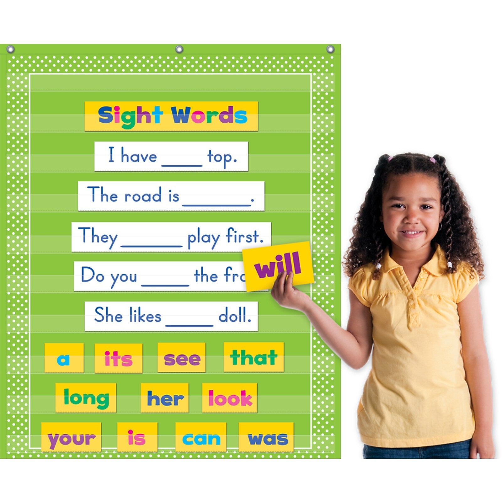 Teacher Created Resources Lime Polka Dots 10 Pocket Chart (TCR20745)
