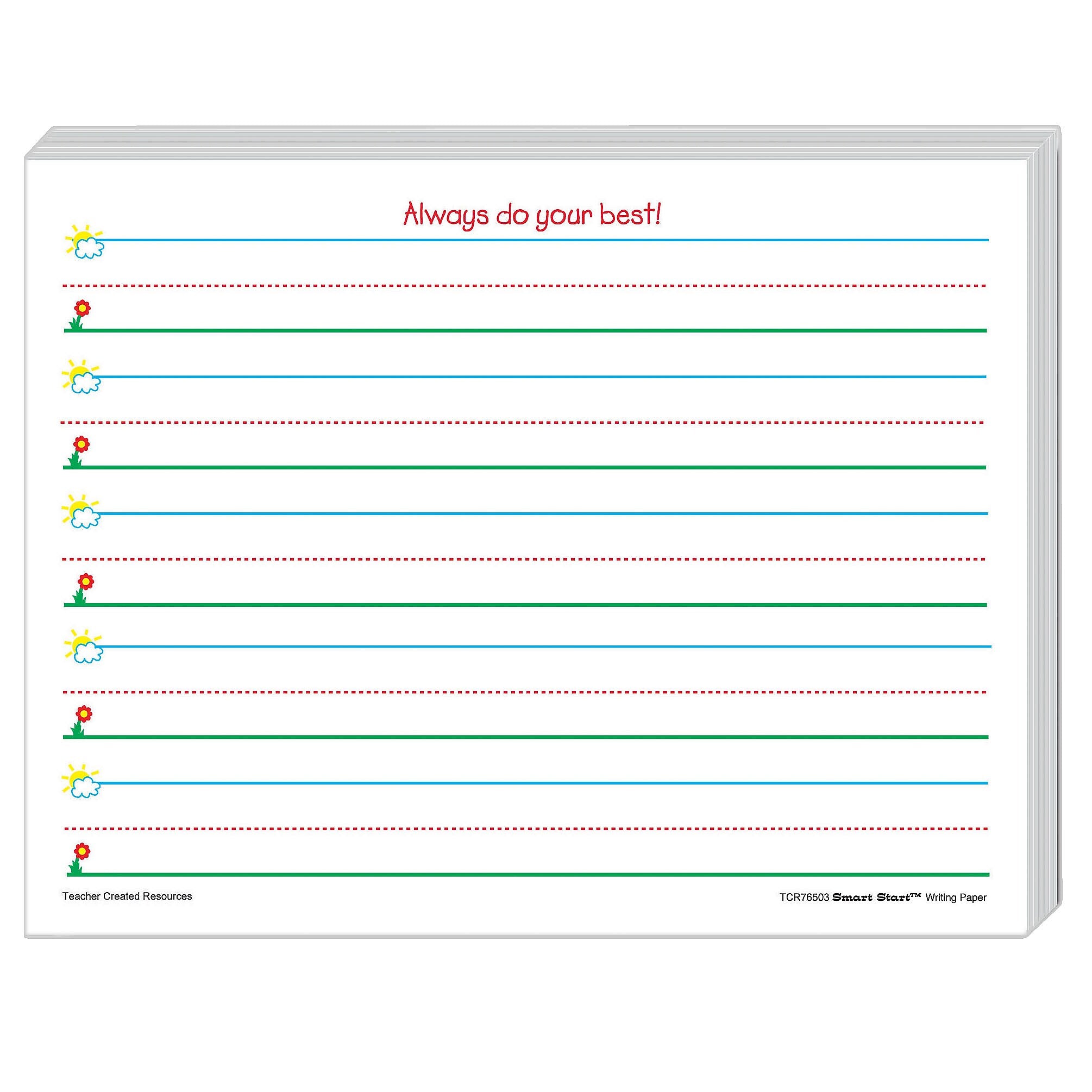 Teacher Created Resources Smart Start Handwriting Practice Paper, 11" x 8.5", White, 360 Sheets (TCR76503)