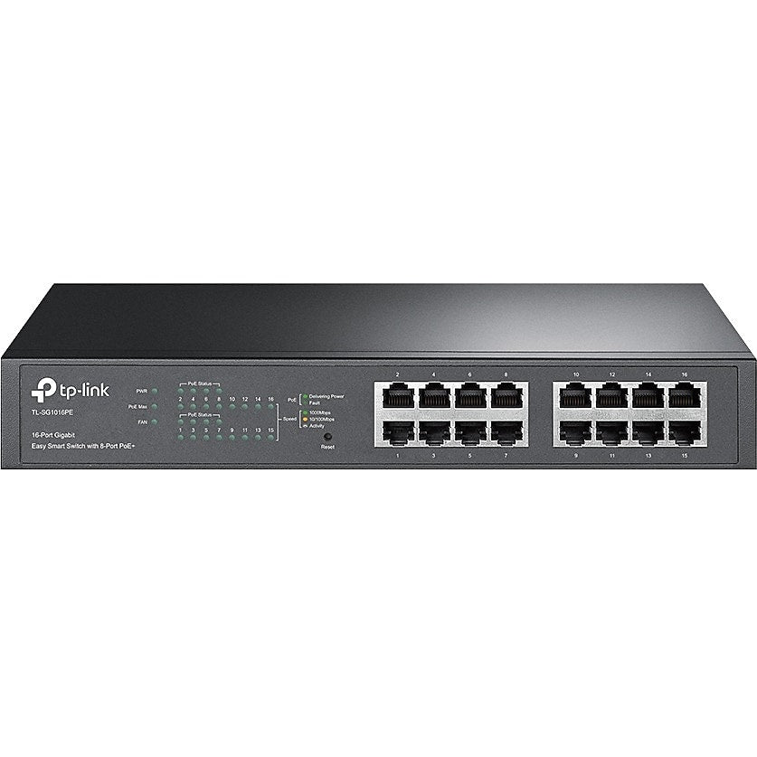 TP-LINK TL-SG1016PE 16-Port Managed 10/100/1000Base-T Gigabit Ethernet Rack-mountable Desktop Switch