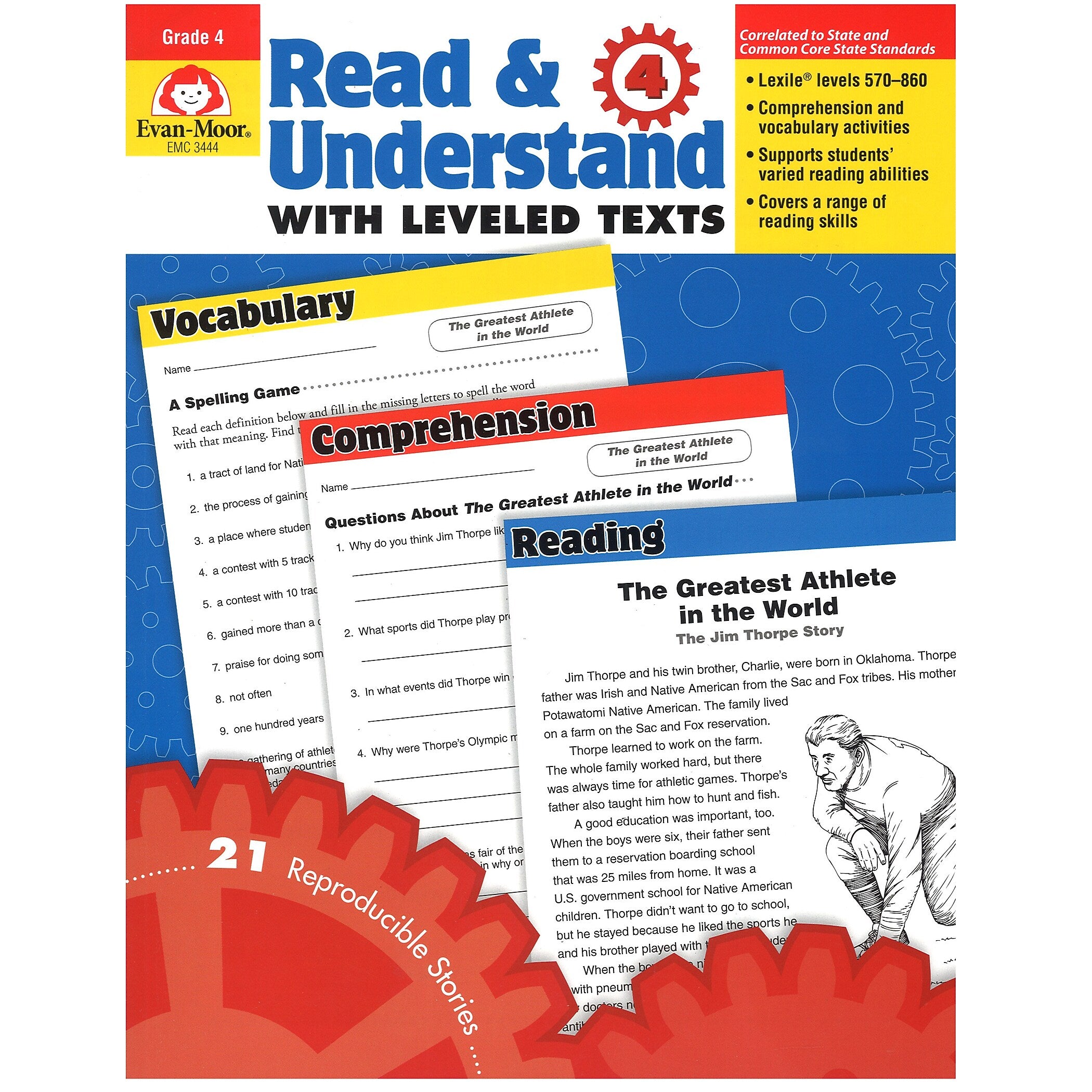 Evan-Moor® "Read and Understand With Levelled Texts" Grade 4 Resource Book, Language Arts/Reading