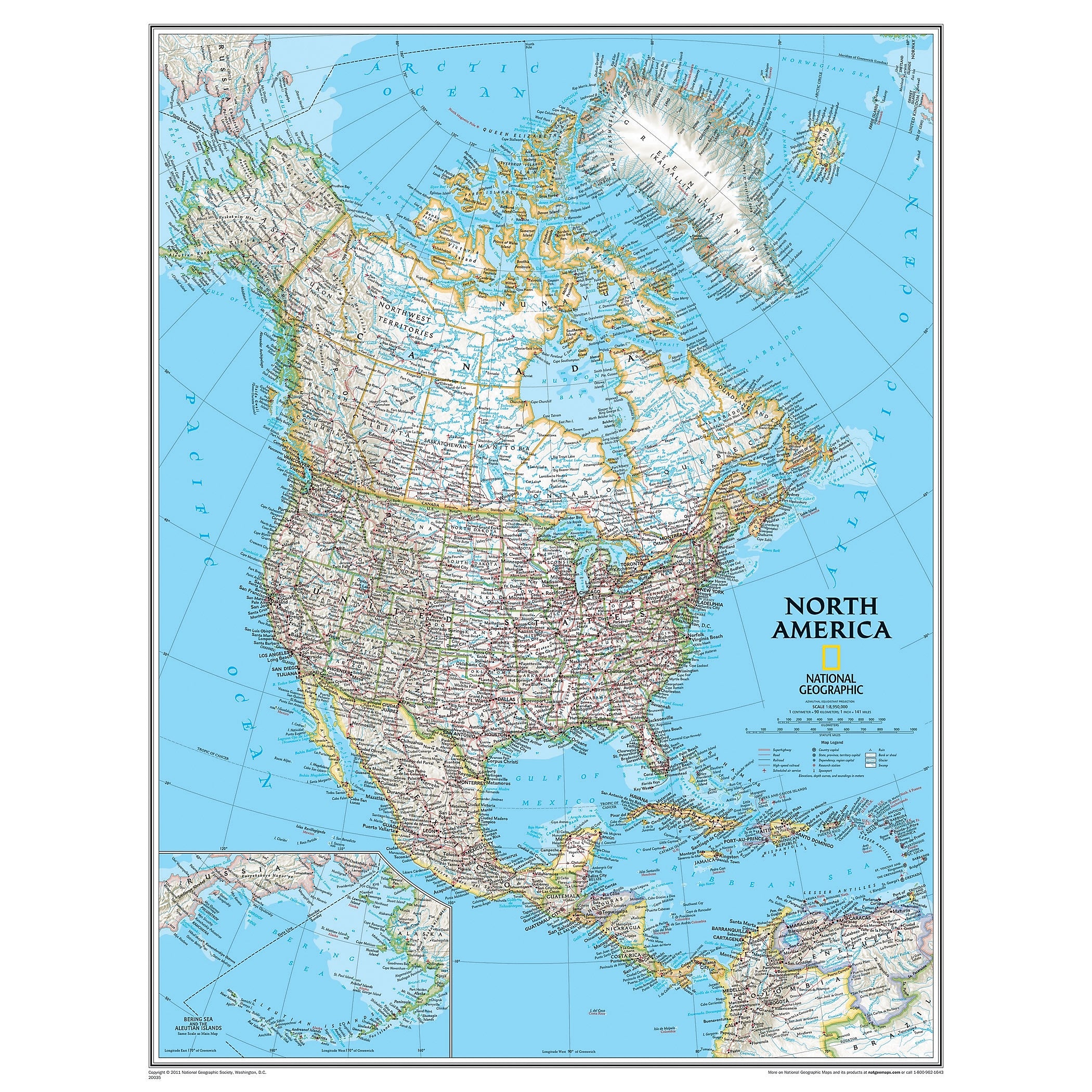 National Geographic Maps North America Wall Map, 24" x 30"