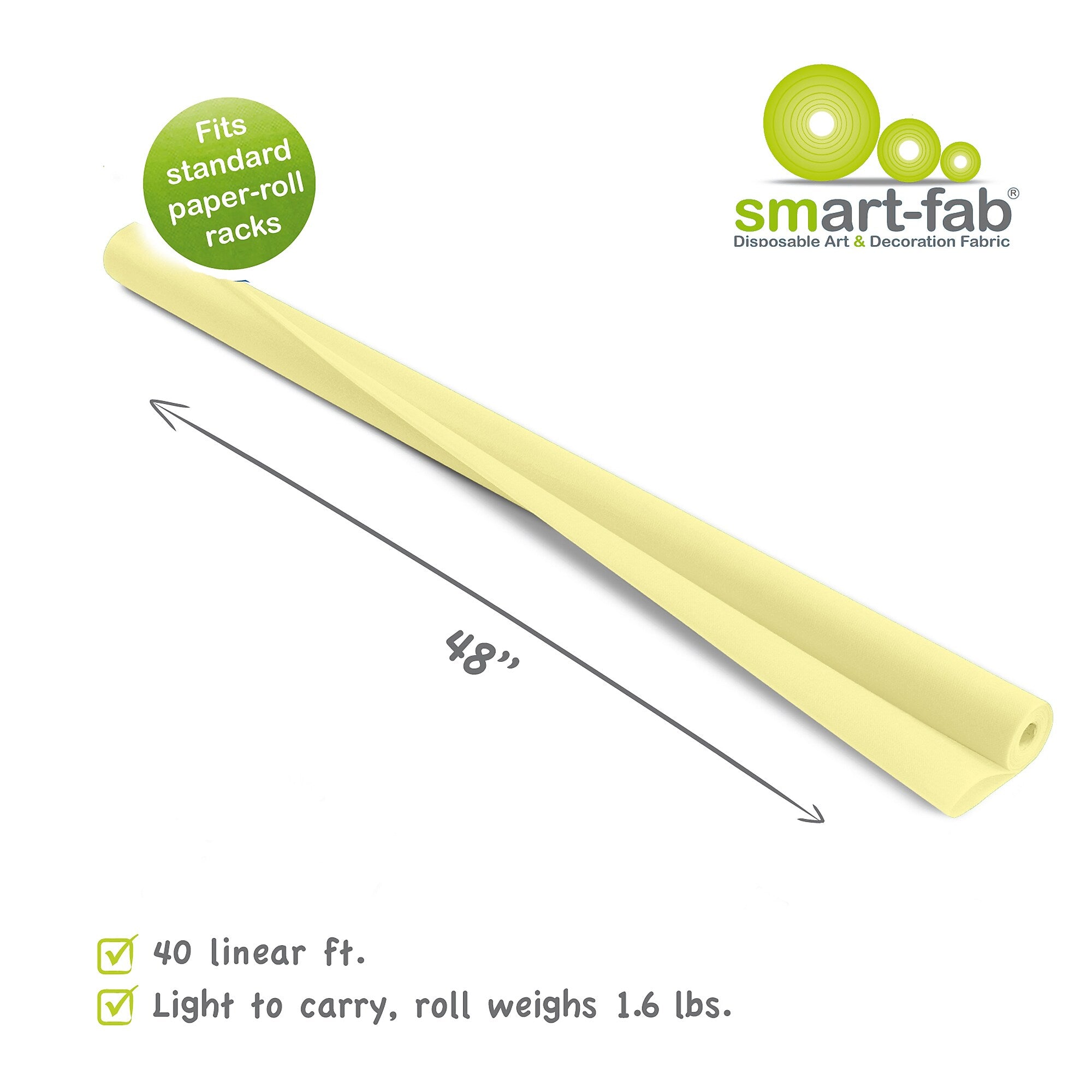 Smart Fab Disposable Art & Decoration Fabric, Cream, 48" x 40' Roll (SMF1U384804031)