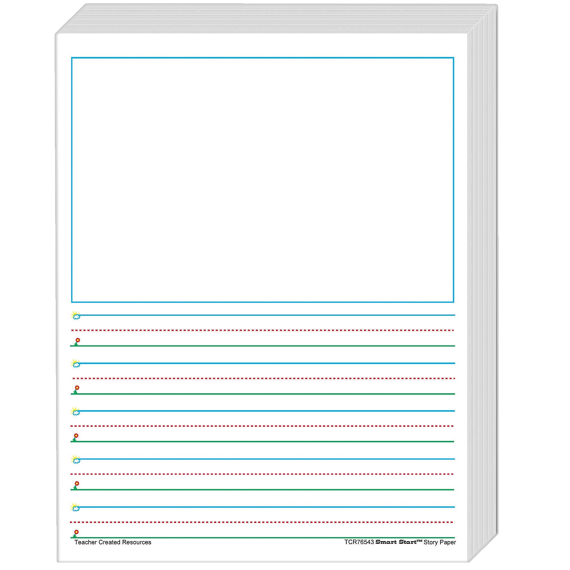 Teacher Created Resources K, 1 5/8" Space Writing Paper, Printed, Letter 8.50" x 11", White Paper, 360Sheet