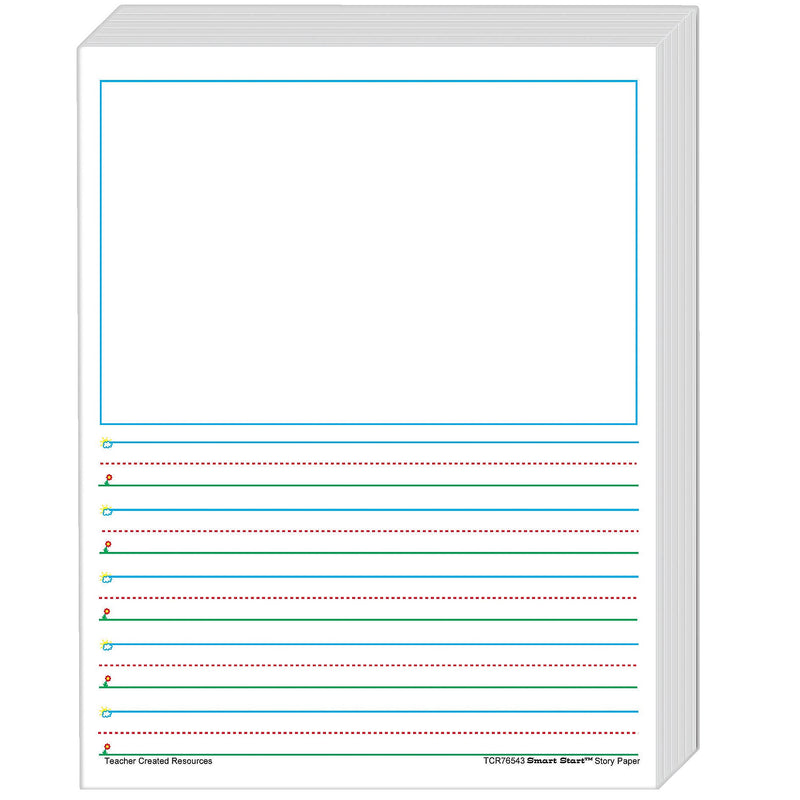 Teacher Created Resources K, 1 5/8" Space Writing Paper, Printed, Letter 8.50" x 11", White Paper, 360Sheet