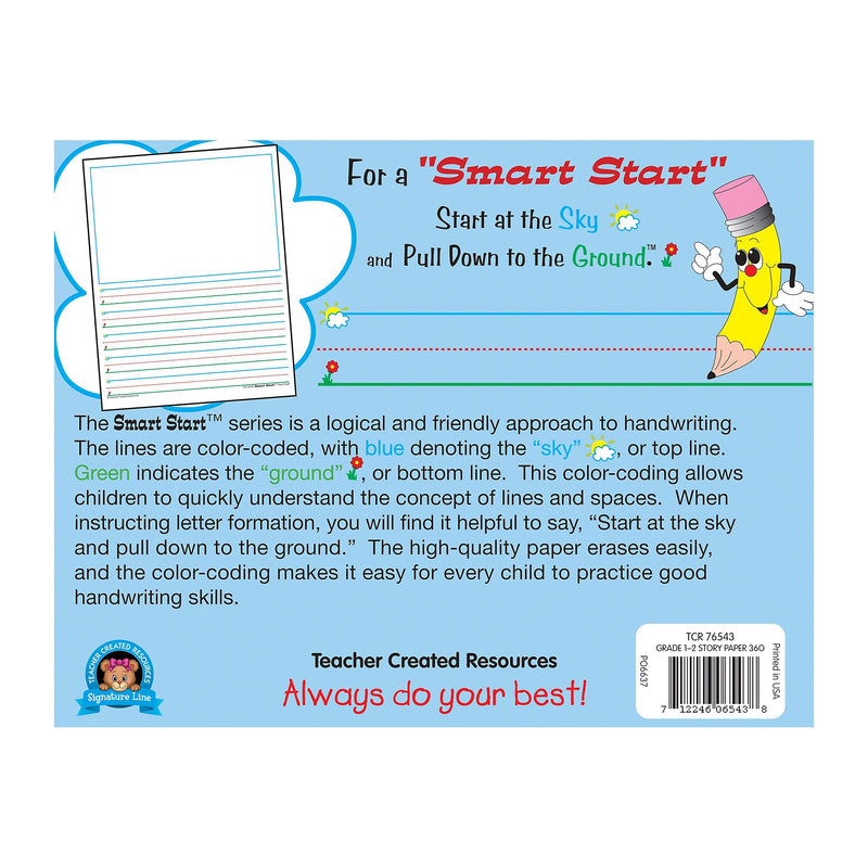 Teacher Created Resources K, 1 5/8" Space Writing Paper, Printed, Letter 8.50" x 11", White Paper, 360Sheet