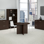 Bush Business Furniture 42W Round Conference Table with Wood Base, Mocha Cherry (99TB42RMR)